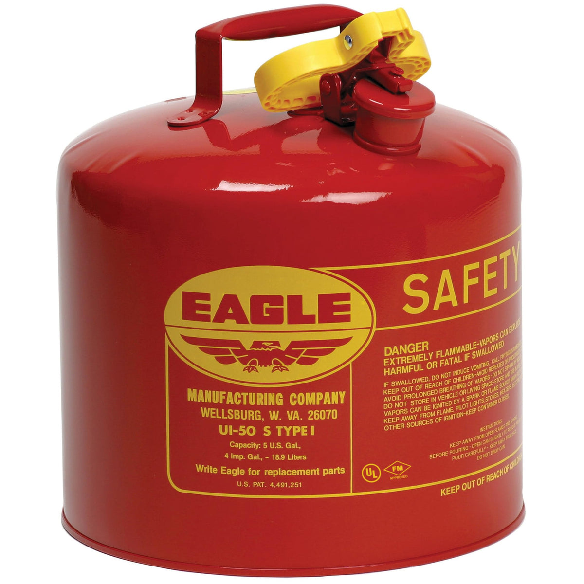5 Gallon Type I Red Safety Gas Can S7845