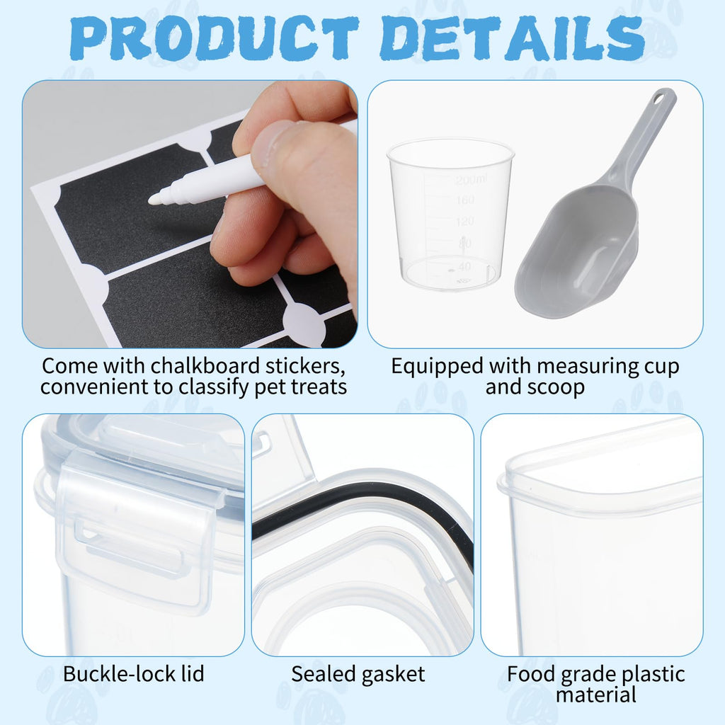 2 Pack Airtight Pet Food Storage Container with Lid, Scoop and Measuring Cup M5368