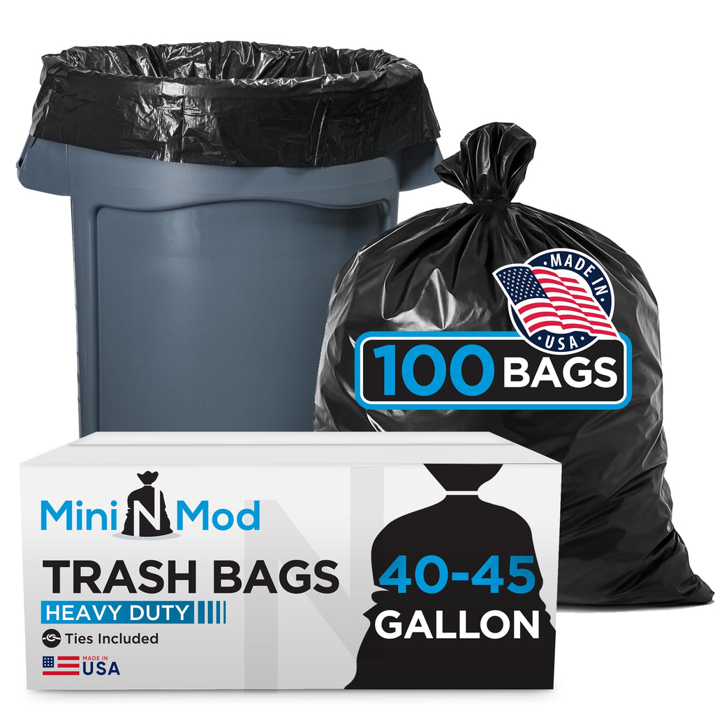 45 Gallon Heavy Duty Black Trash Bags 100 Count U90399