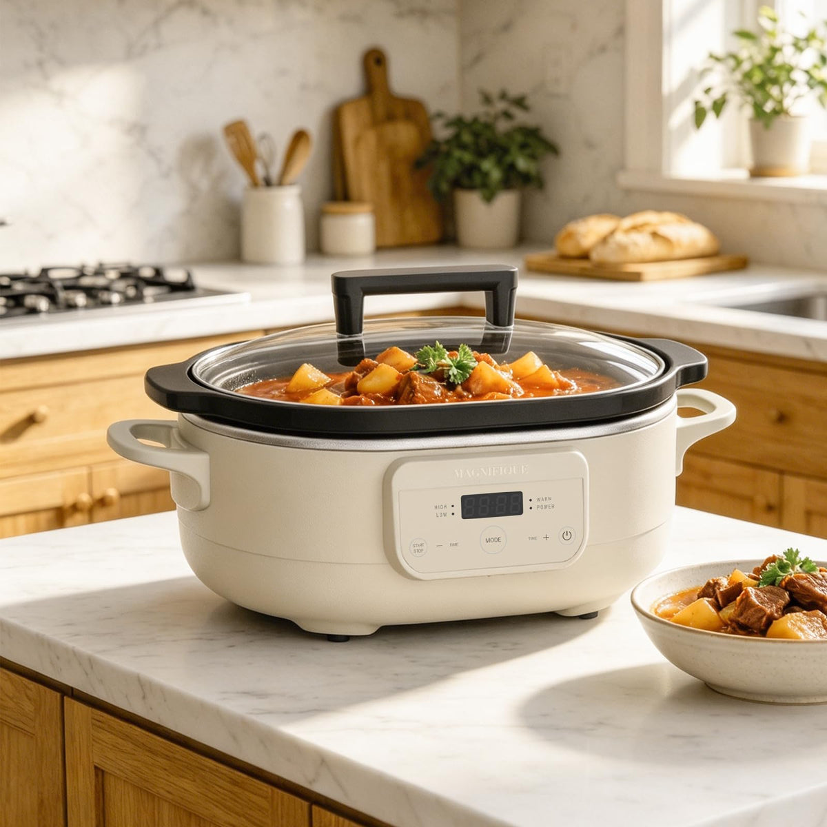 6 Quart Programmable Slow Cooker Nonstick Pot W78354