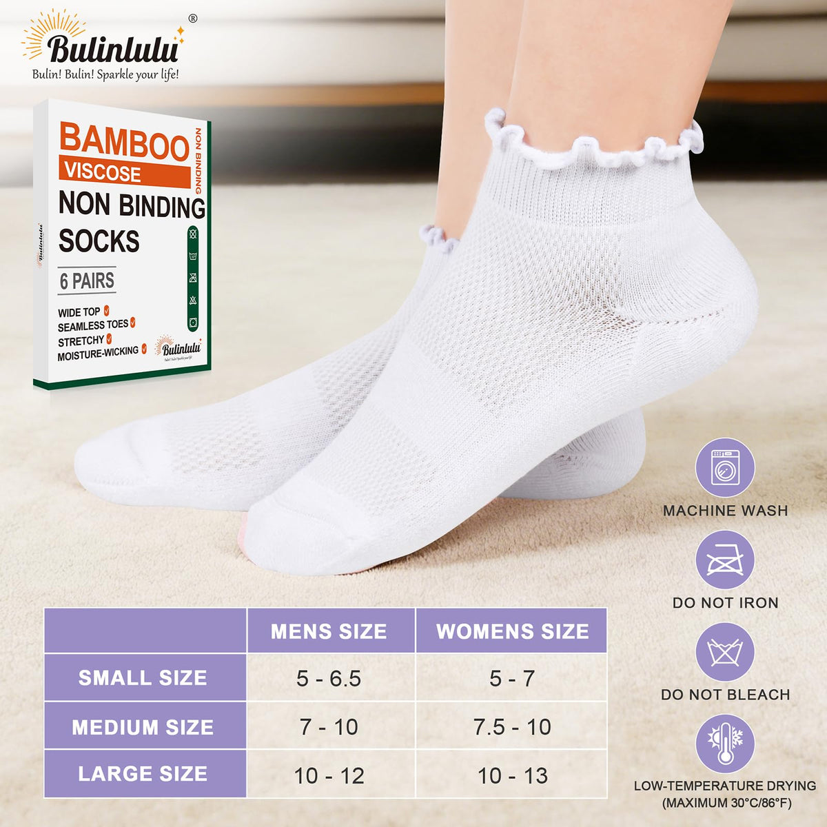 6 Pairs Low Cut Non Binding Ankle Socks G9482