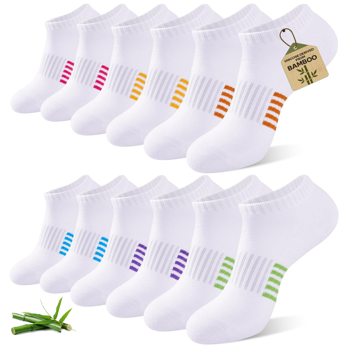 6 Pairs Bamboo Viscose Low Cut Ankle Socks X199