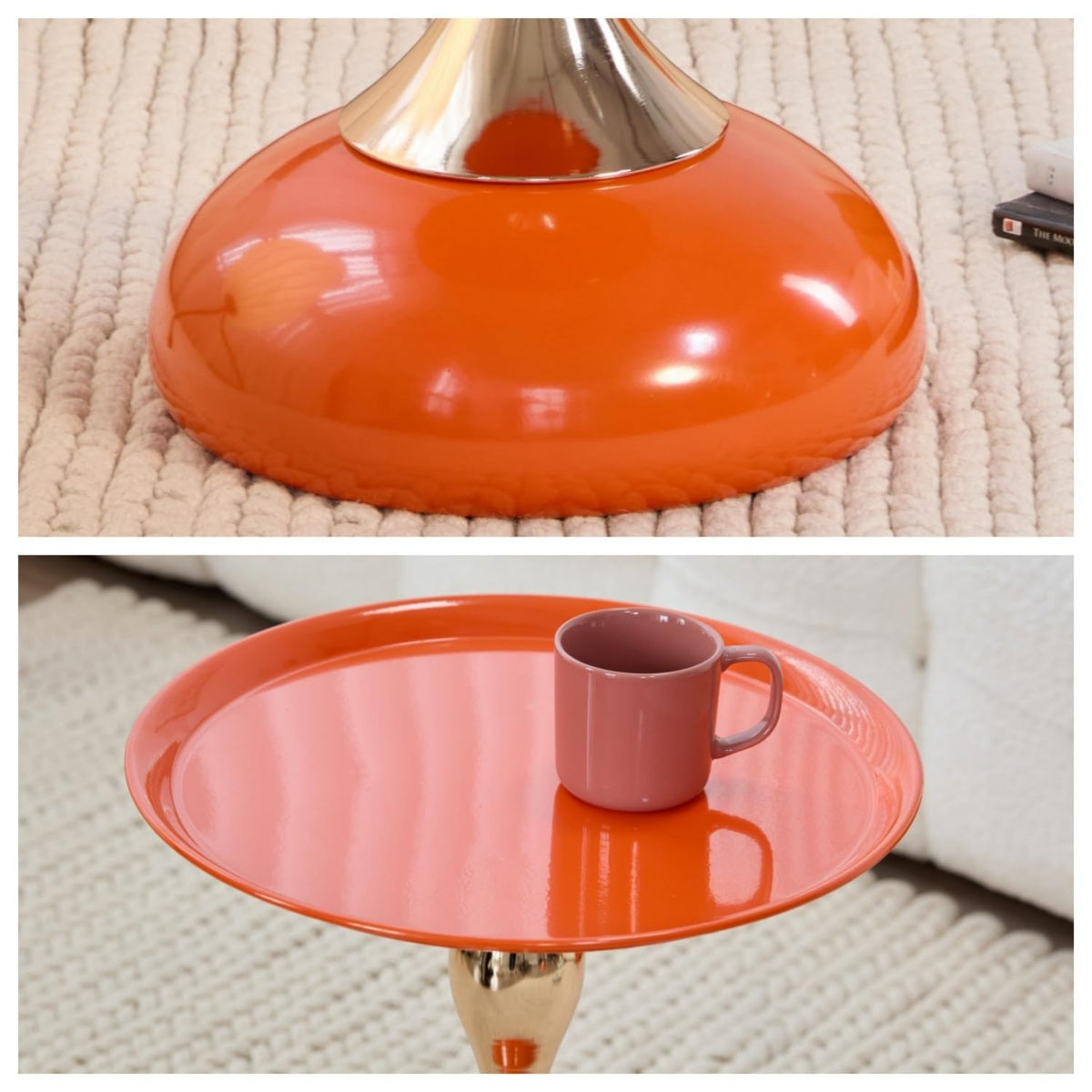 2-Pack Hourglass Side Table Orange Glossy Accent Table I345440