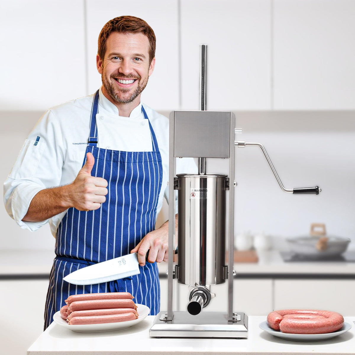 7L Stainless Steel Manual Sausage Stuffer Y92340