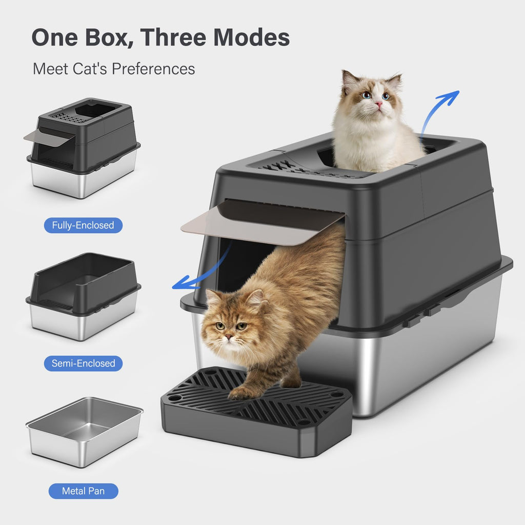 XL Stainless Steel Enclosed Cat Litter Box H737