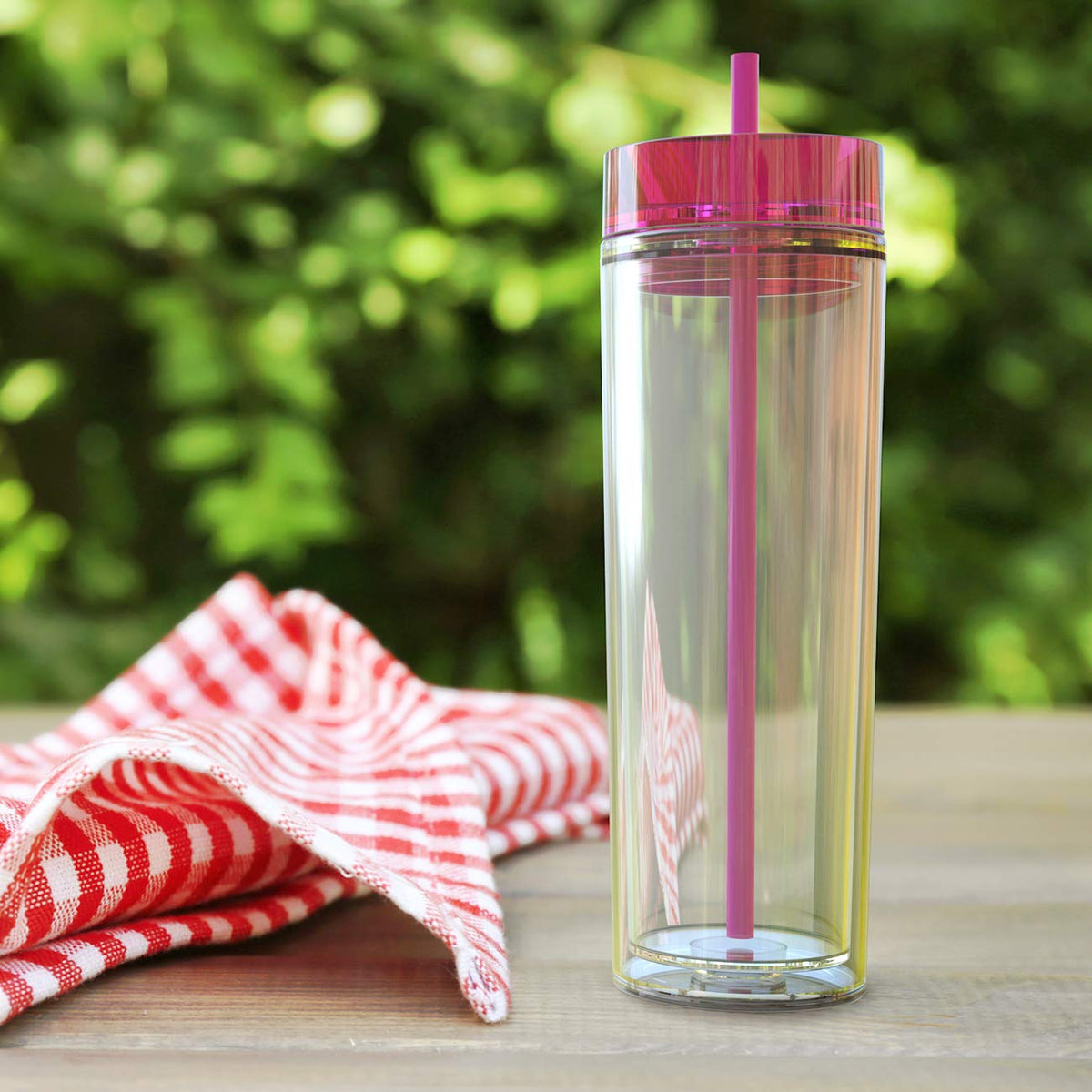 Clear 16oz Insulated Double Wall Acrylic Tumbler with Lid and Straw M12228