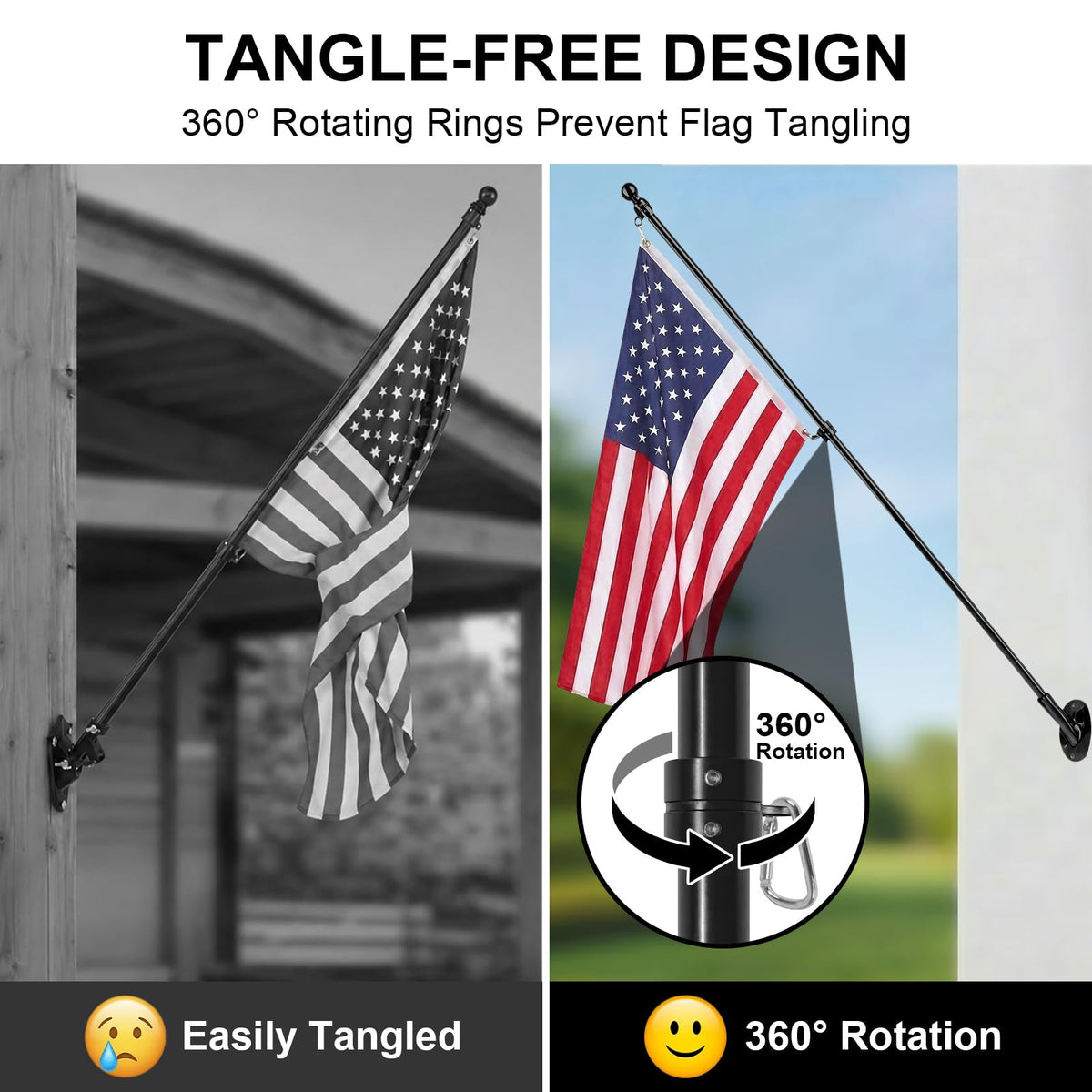 47" Stainless Steel Flag Pole Kit with Wall Mount Bracket Y68848