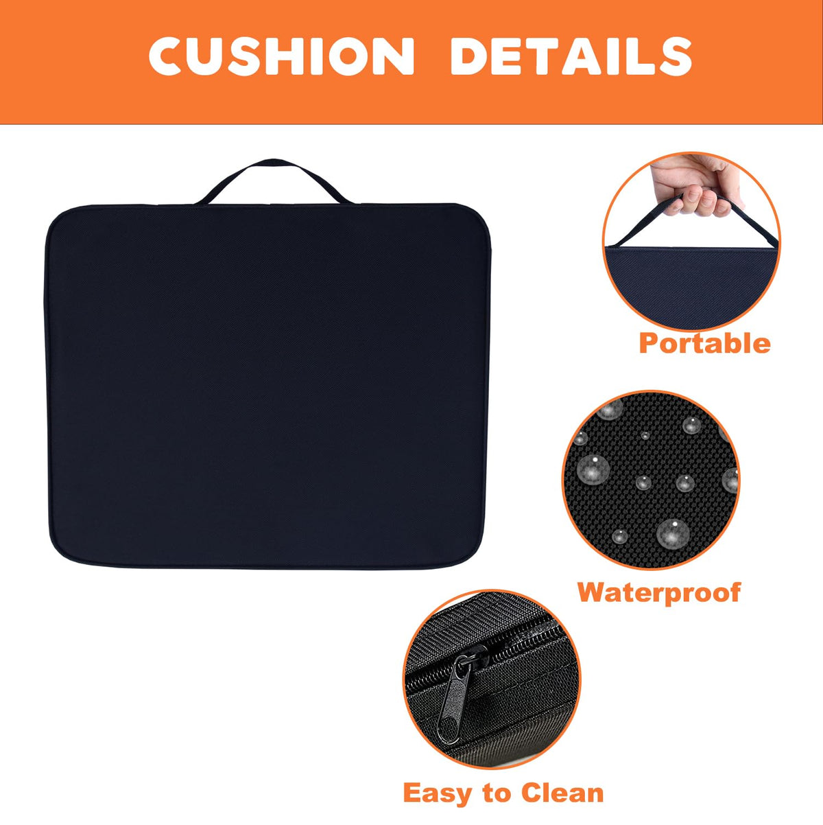 Black 2 Pack Heated Stadium Seat Cushions S607