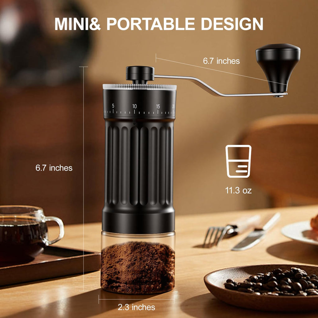 Manual Coffee Grinder with Ceramic Conical Burr, Black T3086