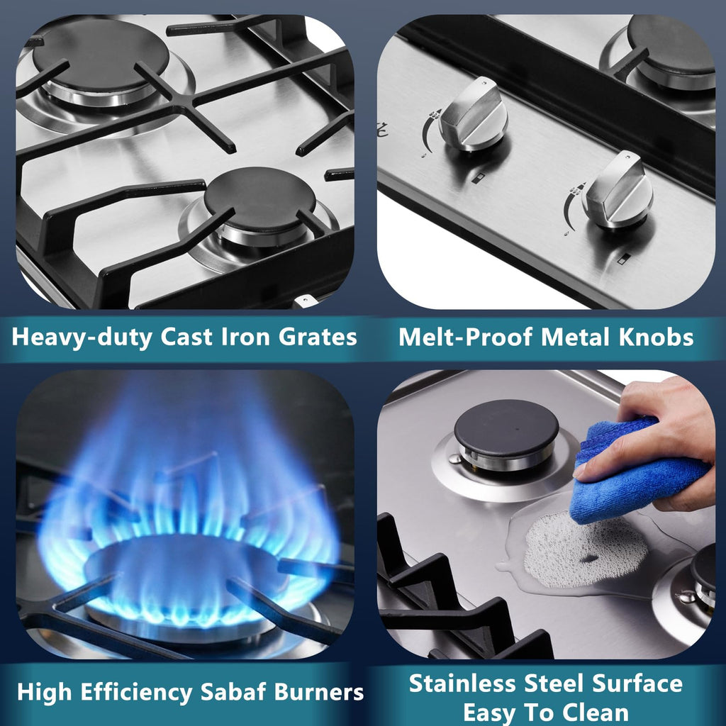 12 Inch 2 Burners Stainless Steel Gas Cooktop F123