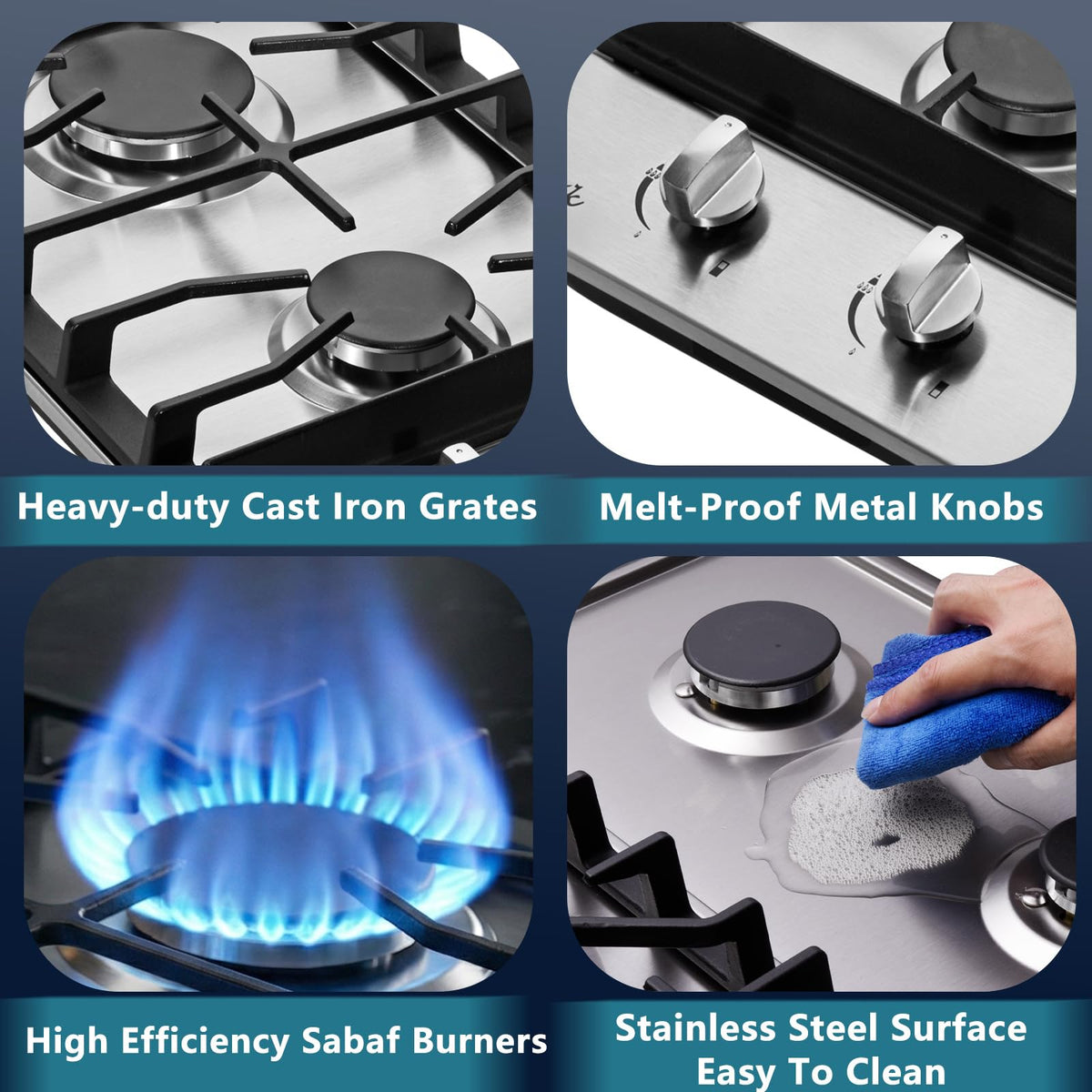12 Inch 2 Burners Stainless Steel Gas Cooktop F123