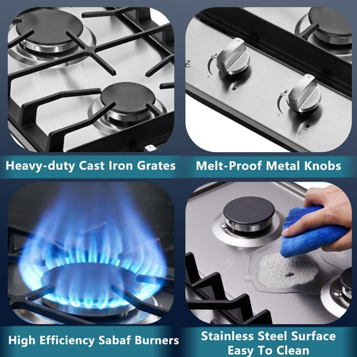 12 Inch 2 Burners Stainless Steel Gas Cooktop F123