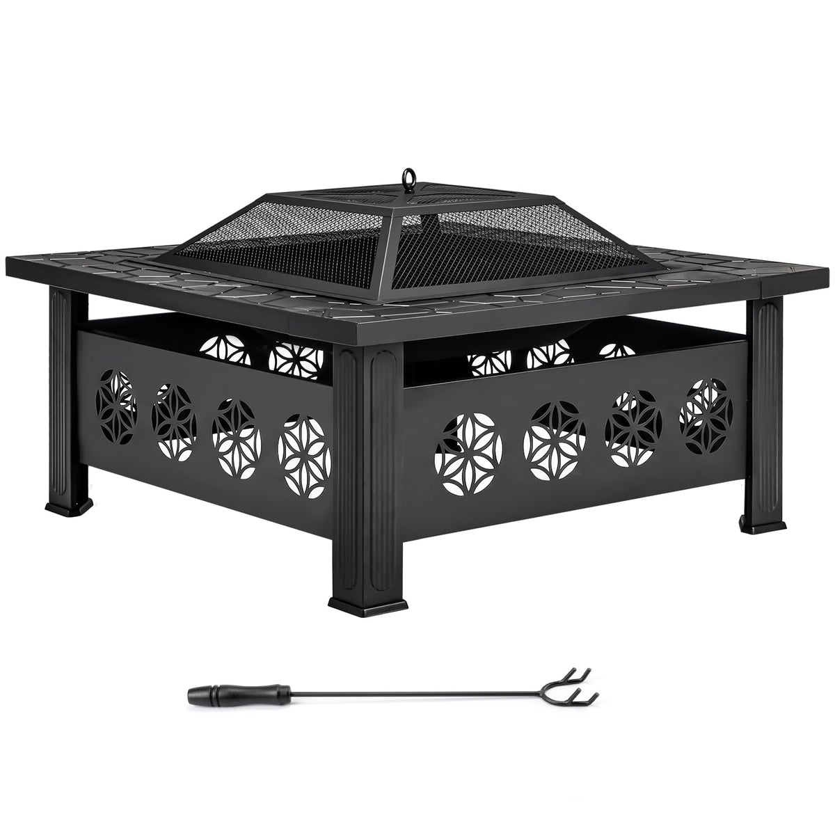 32 Inch Square Wood Burning Fire Pit Table B53064