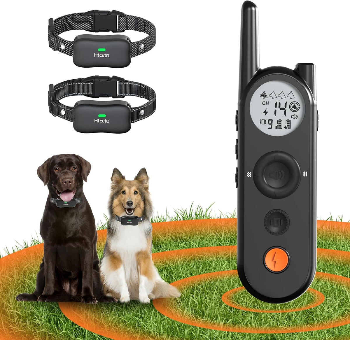 Wireless Dog Fence & Training Collar for 2 Dogs, IPX7 Waterproof, Black V82424