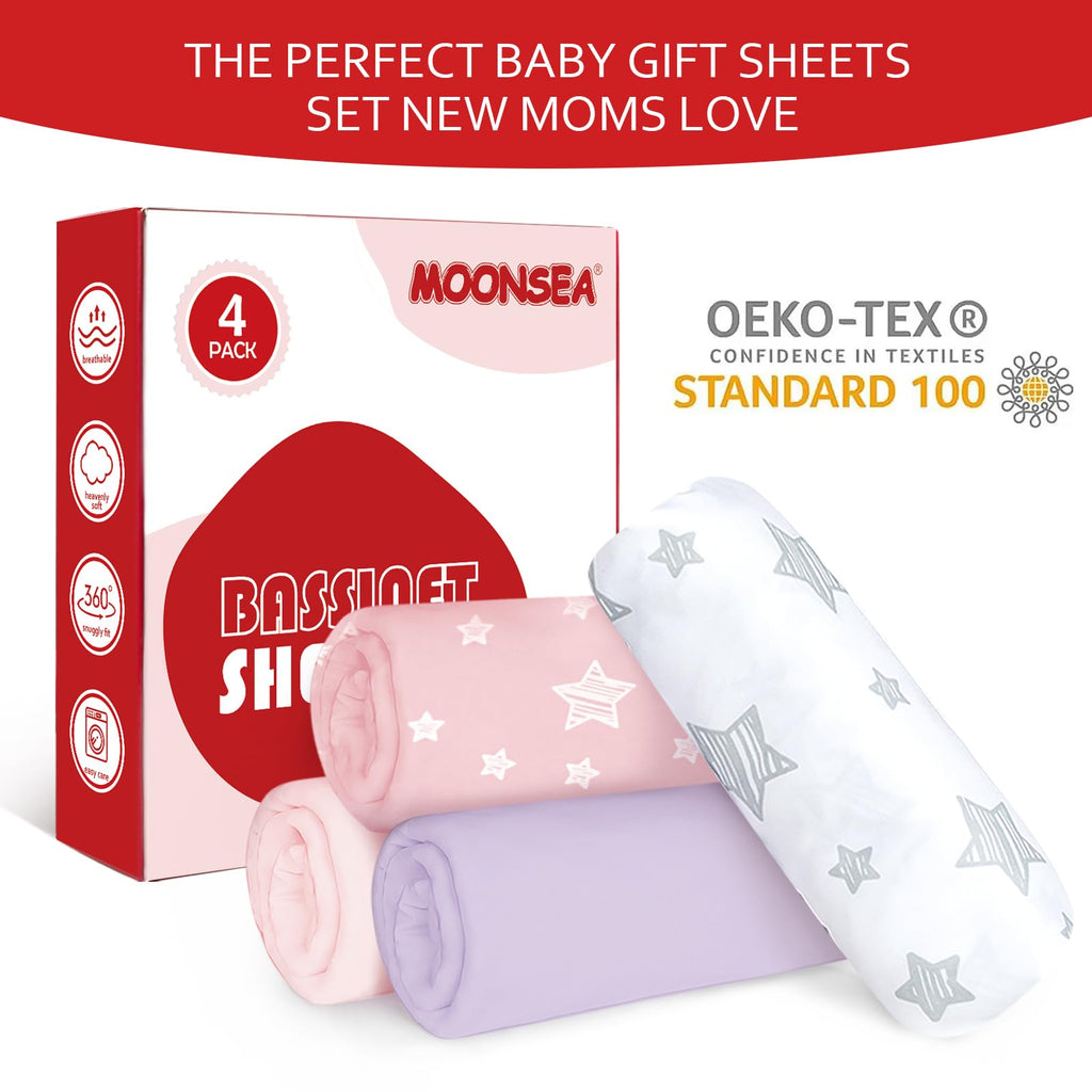 Pink 4 Pack Bassinet Sheets O6749