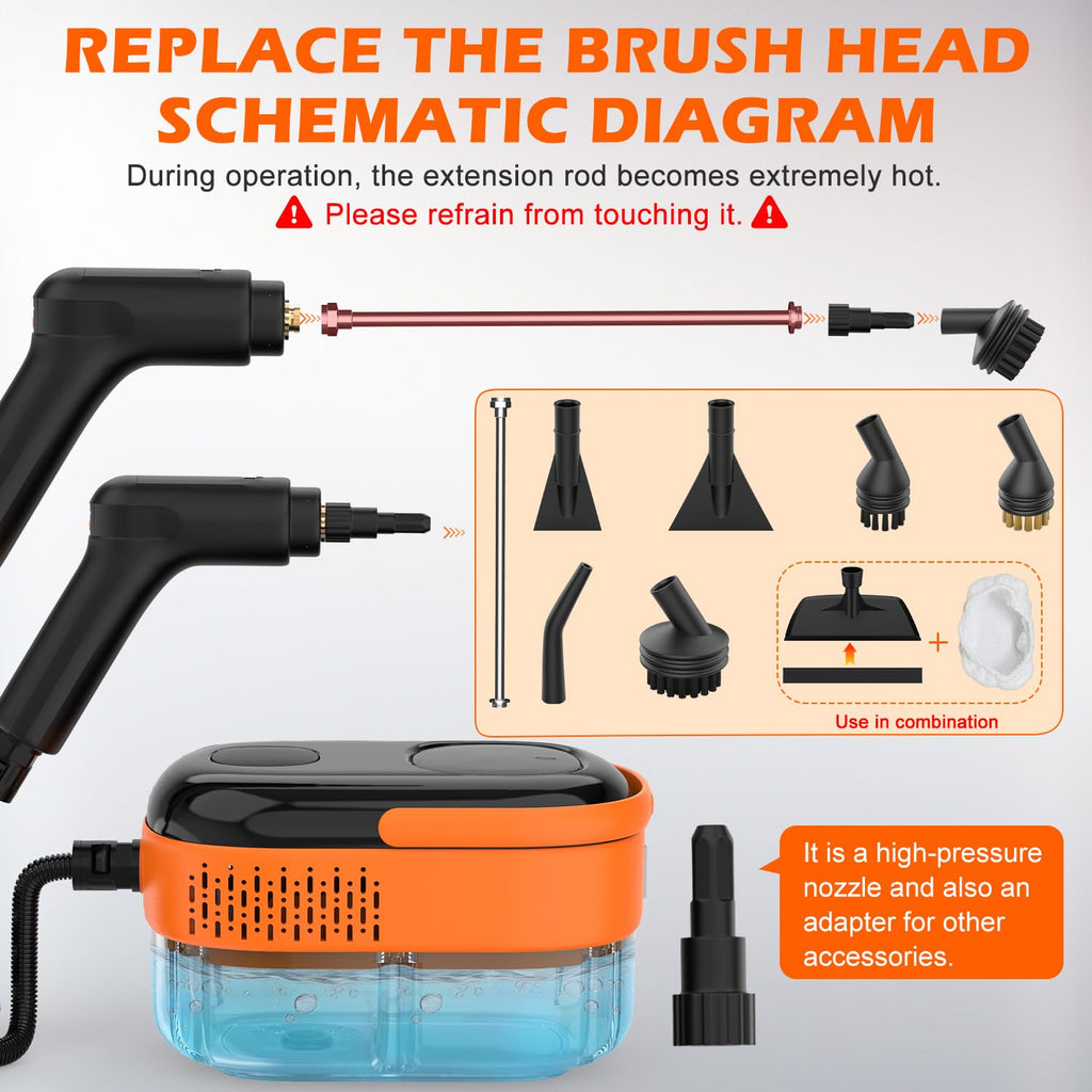 Portable Handheld Steam Cleaner with 16 Accessories R5874