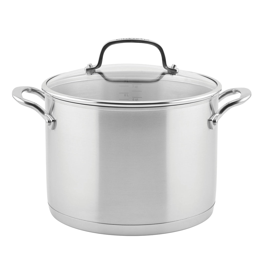 Stainless Steel 3-Ply Base Induction Stock Pot with Lid, 8-Quart K590