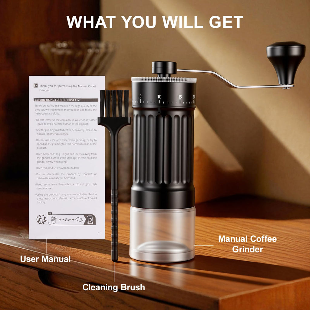Manual Coffee Grinder with Ceramic Conical Burr, Black T3086