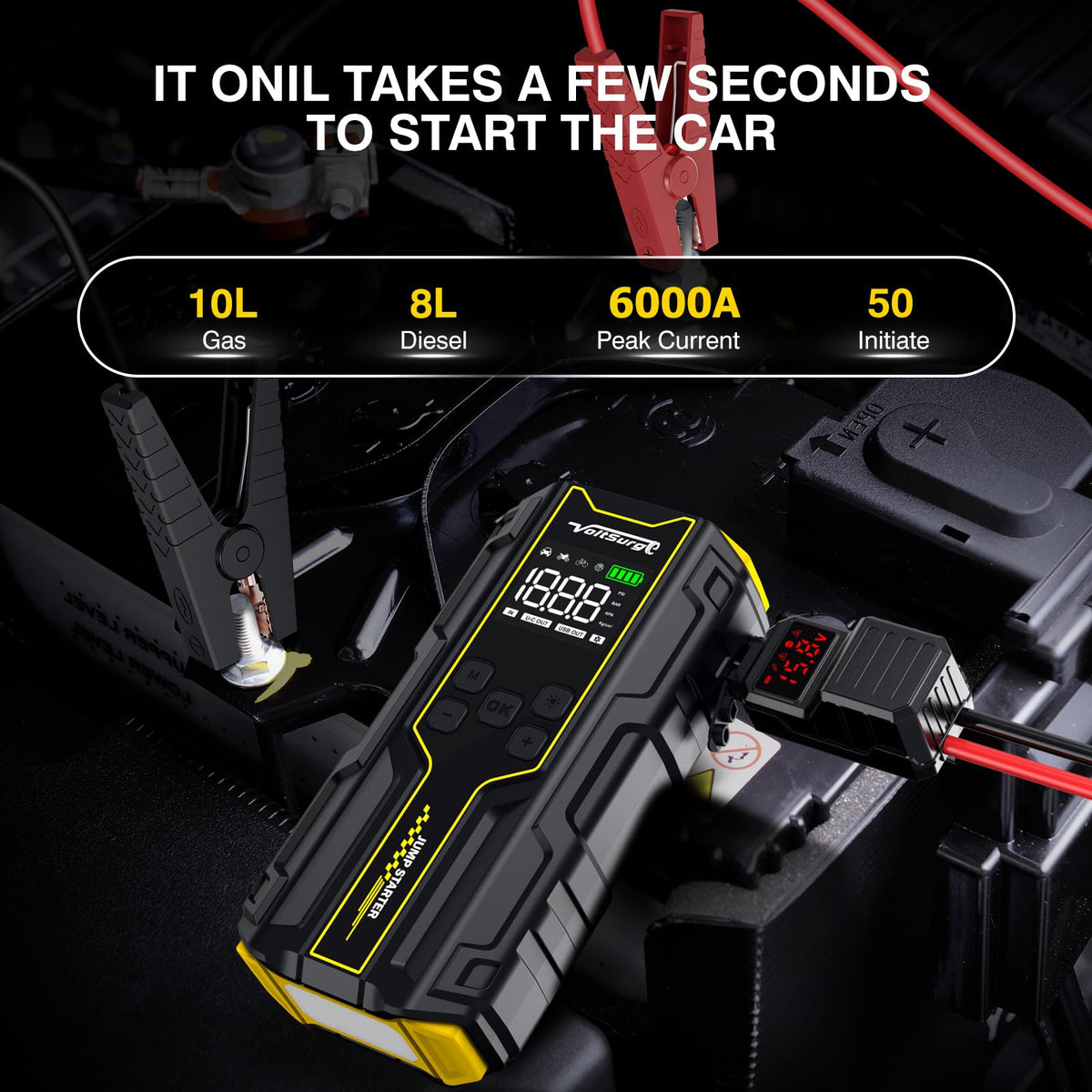 6000A Peak 12V Jump Starter with Air Compressor X677