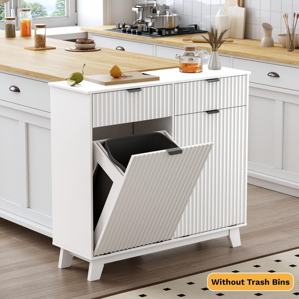 10 Gallon Tilt Out Trash Can Cabinet with Storage Drawer E235