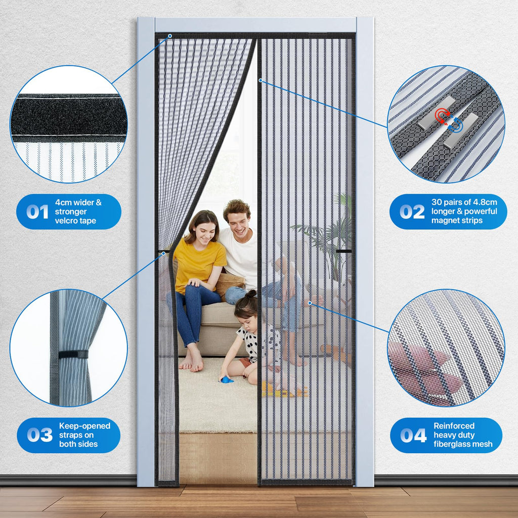 Magnetic Closure Fiberglass Screen Door Mesh 36 Inch X 82 Inch R62623