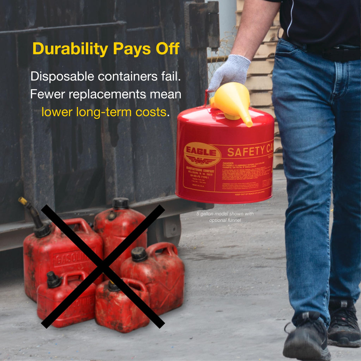 5 Gallon Type I Red Safety Gas Can S7845