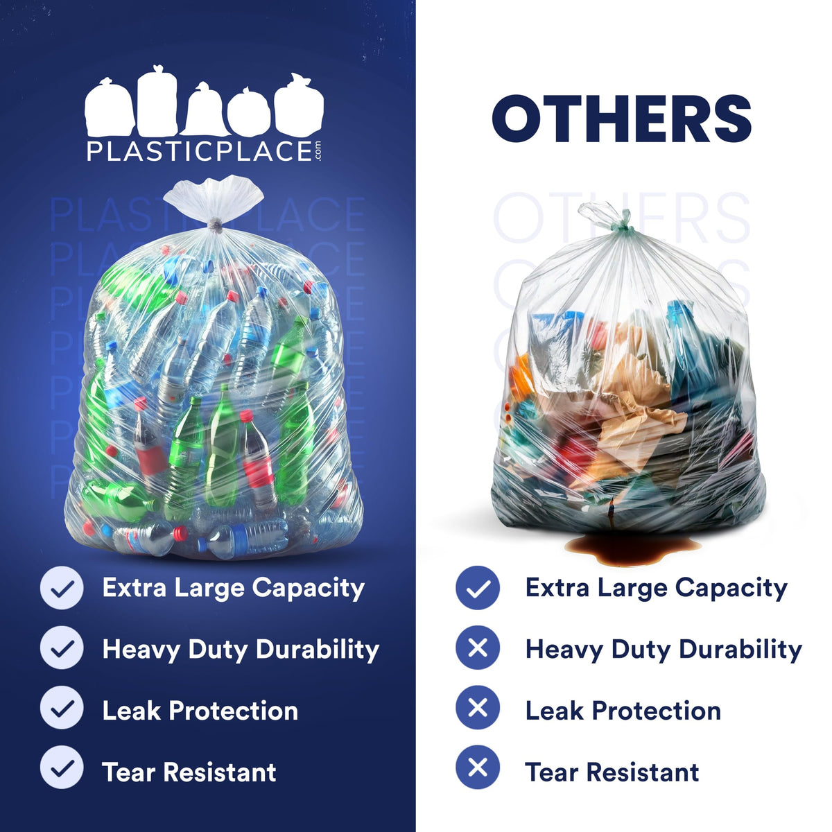 95-96 Gallon 2 Mil Clear Heavy Duty Trash Bags 25 Count L53972