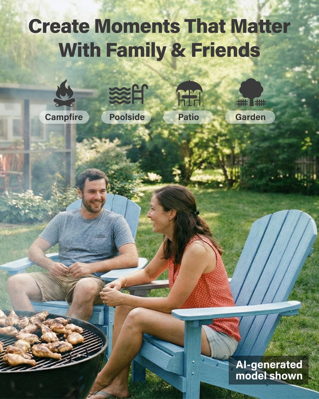 Blue Adirondack Chair with Cup Holder O4012