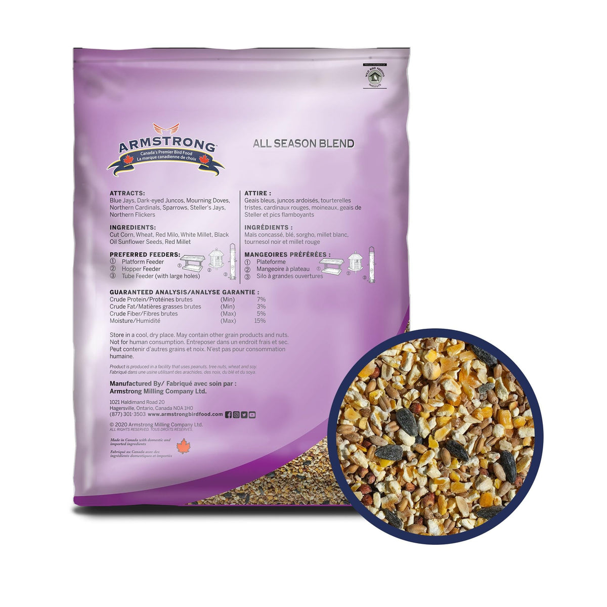 20 Pounds Bird Seed Blend with Cut Corn, Wheat, White & Red Millet, Black Oil Sunflower Seeds F8946