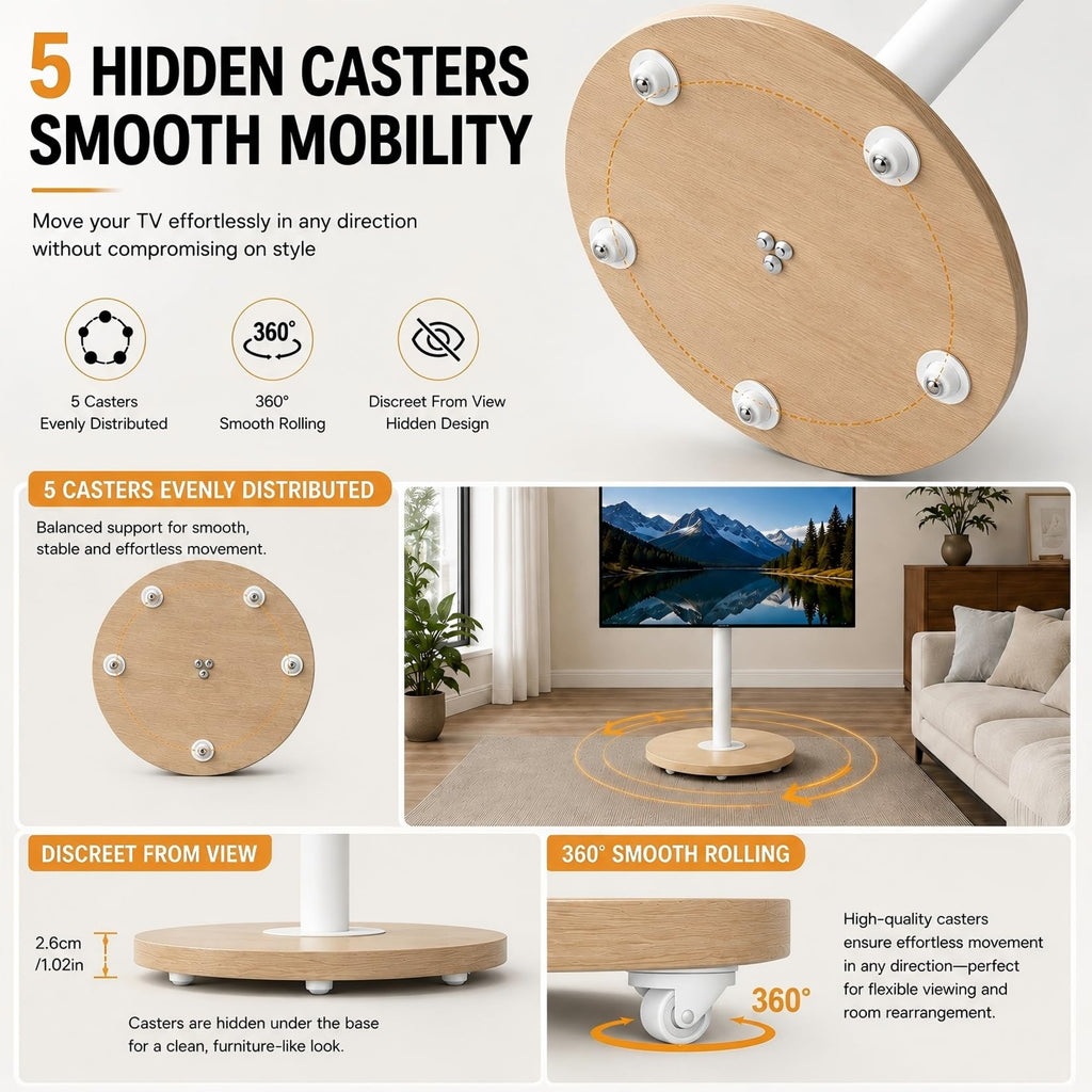 White Rolling Swivel tv Stand Q95540