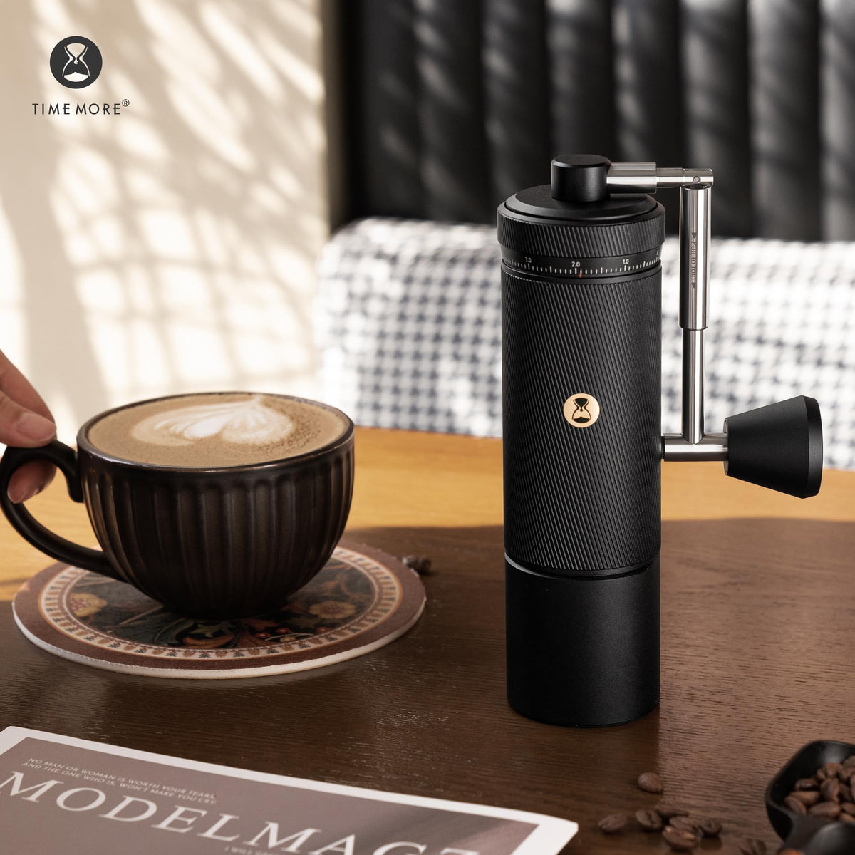 Manual Coffee Grinder with Stainless Steel Burr, Black L277