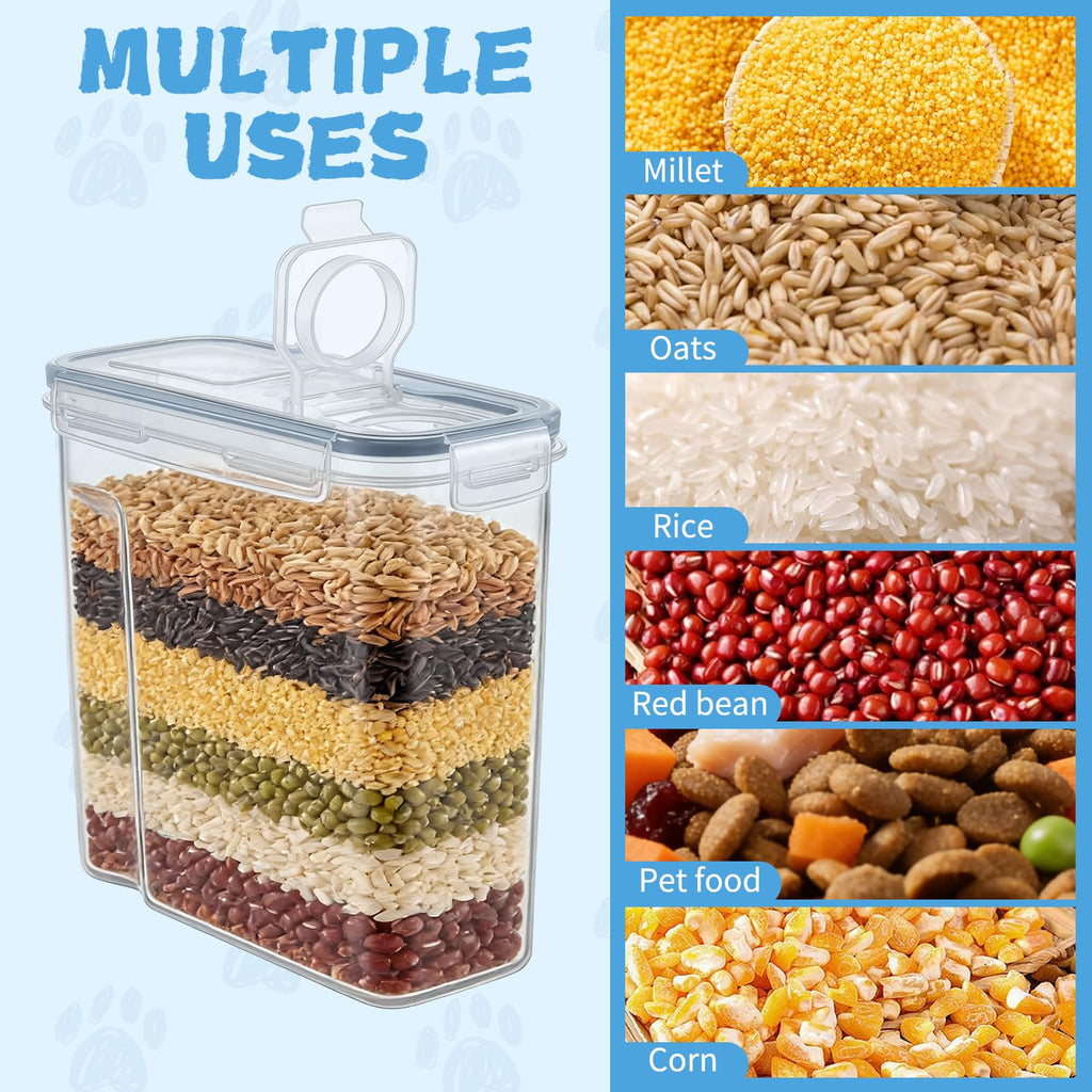 2 Pack Airtight Pet Food Storage Container with Lid, Scoop and Measuring Cup M5368