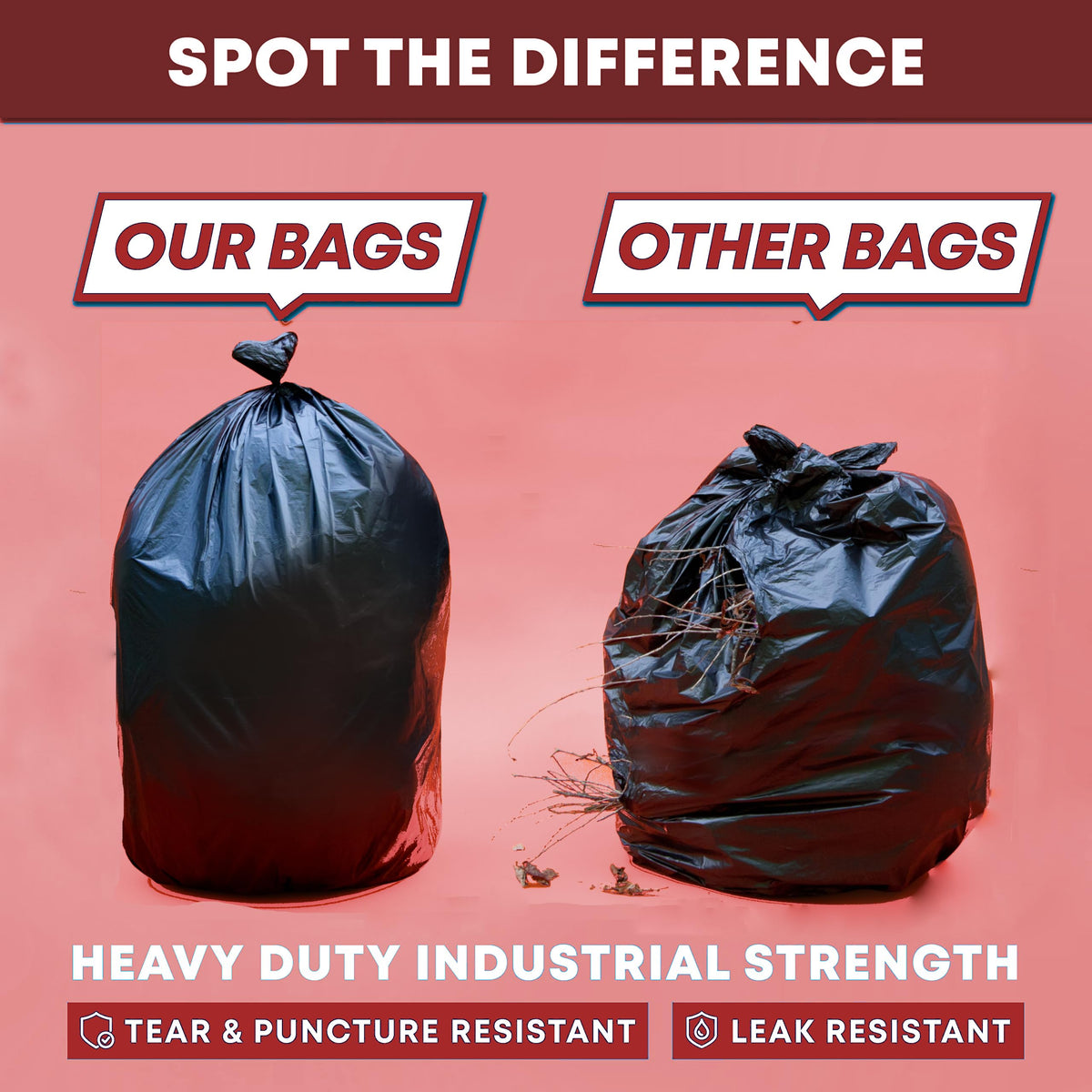 45 Gallon Heavy Duty Black Trash Bags 100 Count U90399