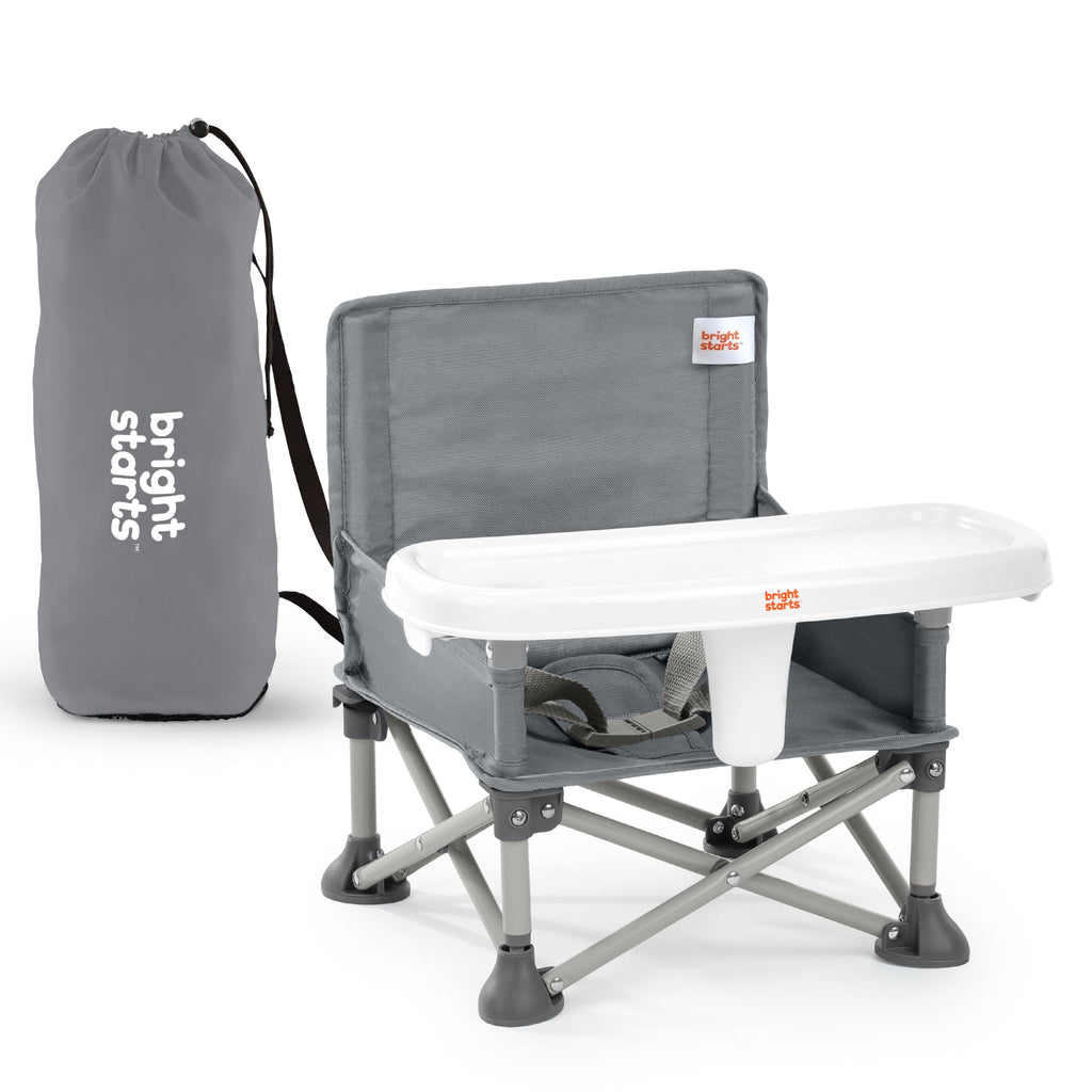 Portable Booster Seat, 3-in-1 Floor Seat, Travel High Chair with Feeding Tray, Grey J817