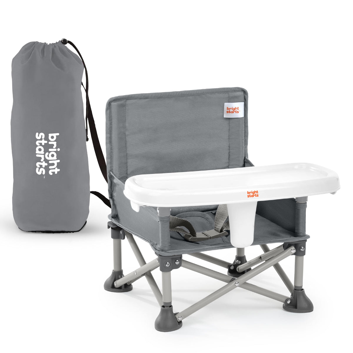 Portable Booster Seat, 3-in-1 Floor Seat, Travel High Chair with Feeding Tray, Grey J817