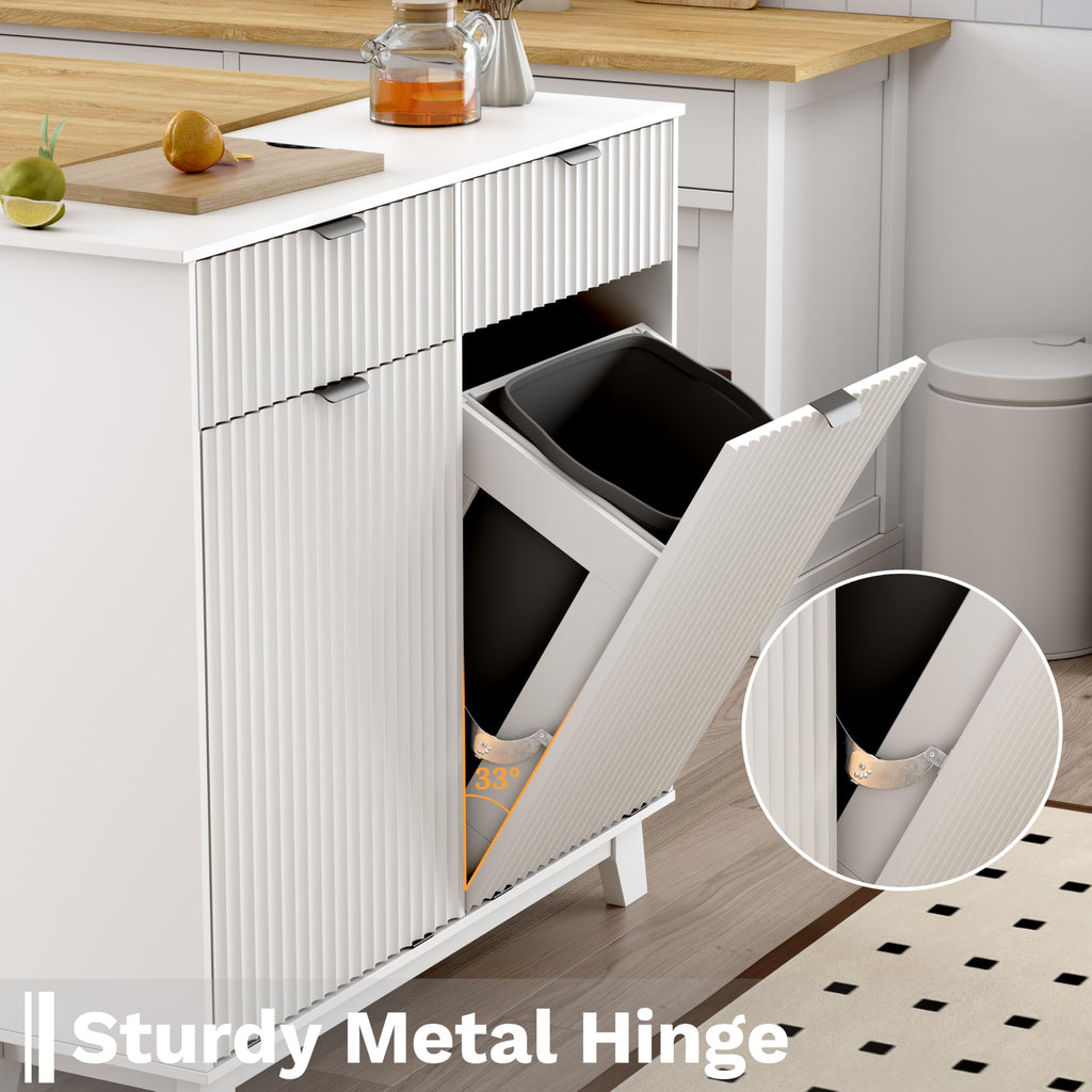 10 Gallon Tilt Out Trash Can Cabinet with Storage Drawer E235