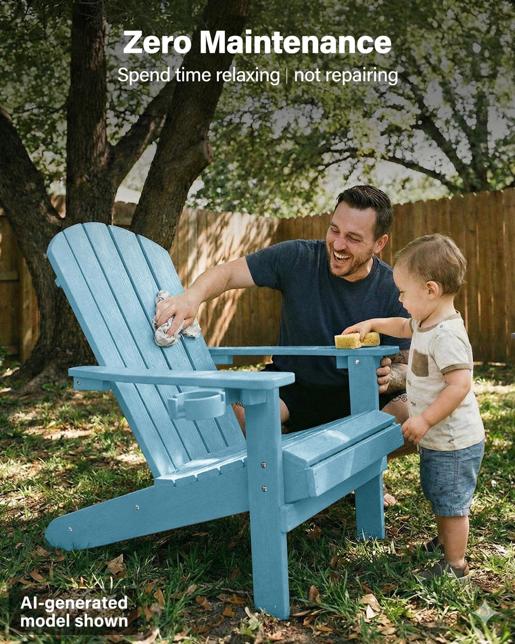 Blue Adirondack Chair with Cup Holder O4012