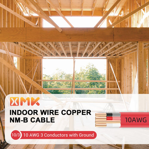10 Gauge 3 Conductors Electrical Wire with Ground, 100ft O10717