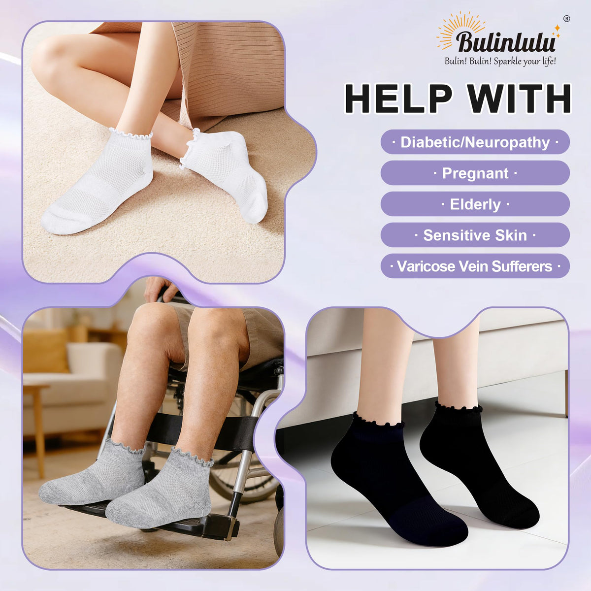 6 Pairs Low Cut Non Binding Ankle Socks G9482