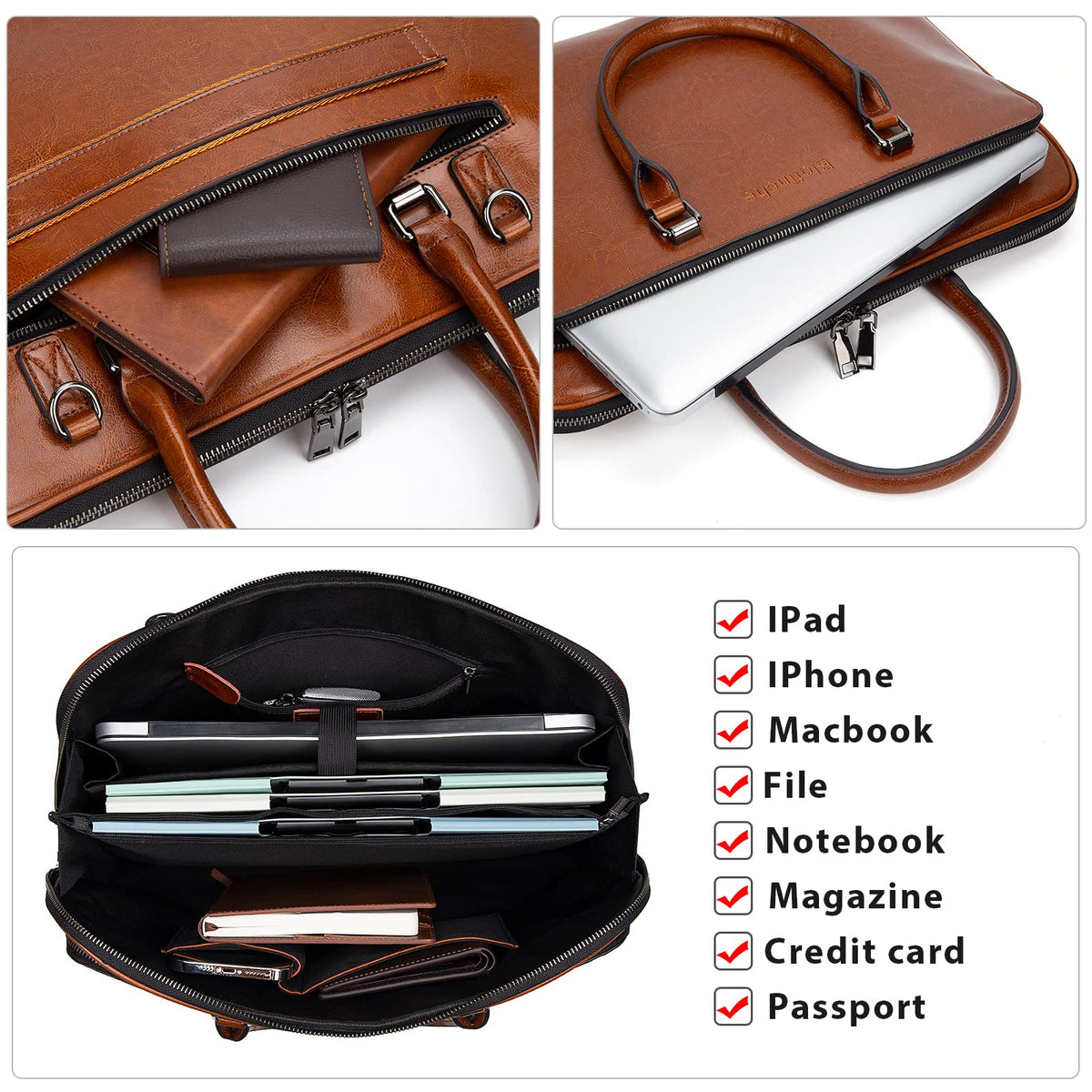 Genuine Leather Laptop Messenger Bag 13.3 15.6 inch D46403
