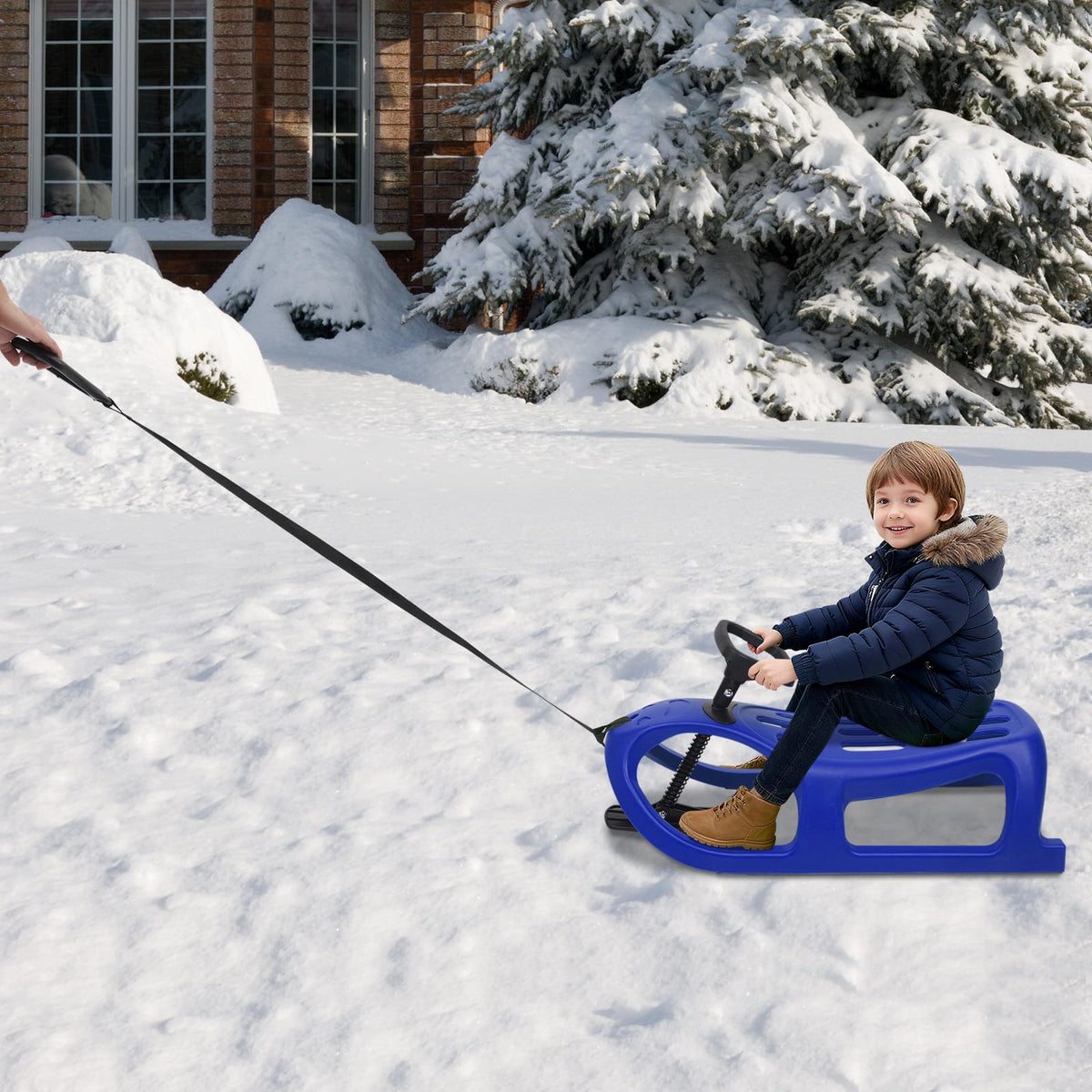 Cold-Resistant Plastic Snow Sled with Pull Rope U141