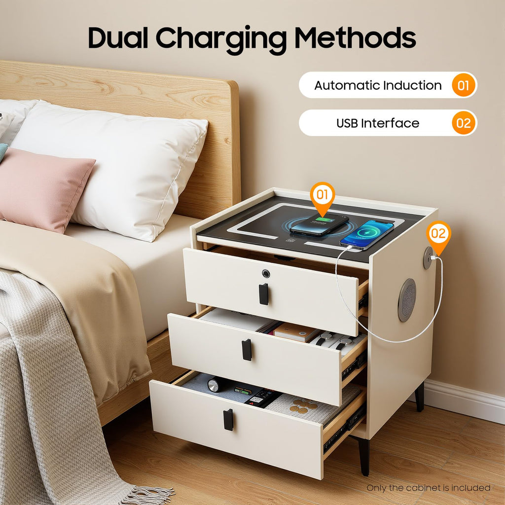3 Drawer Smart Nightstand with Bluetooth Speaker USB Charging M133863