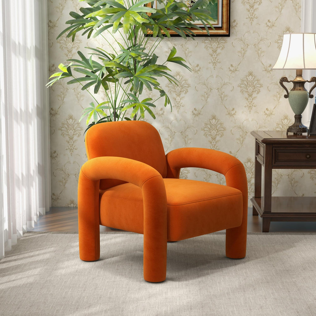 Orange Velvet Tufted Accent Chair E598