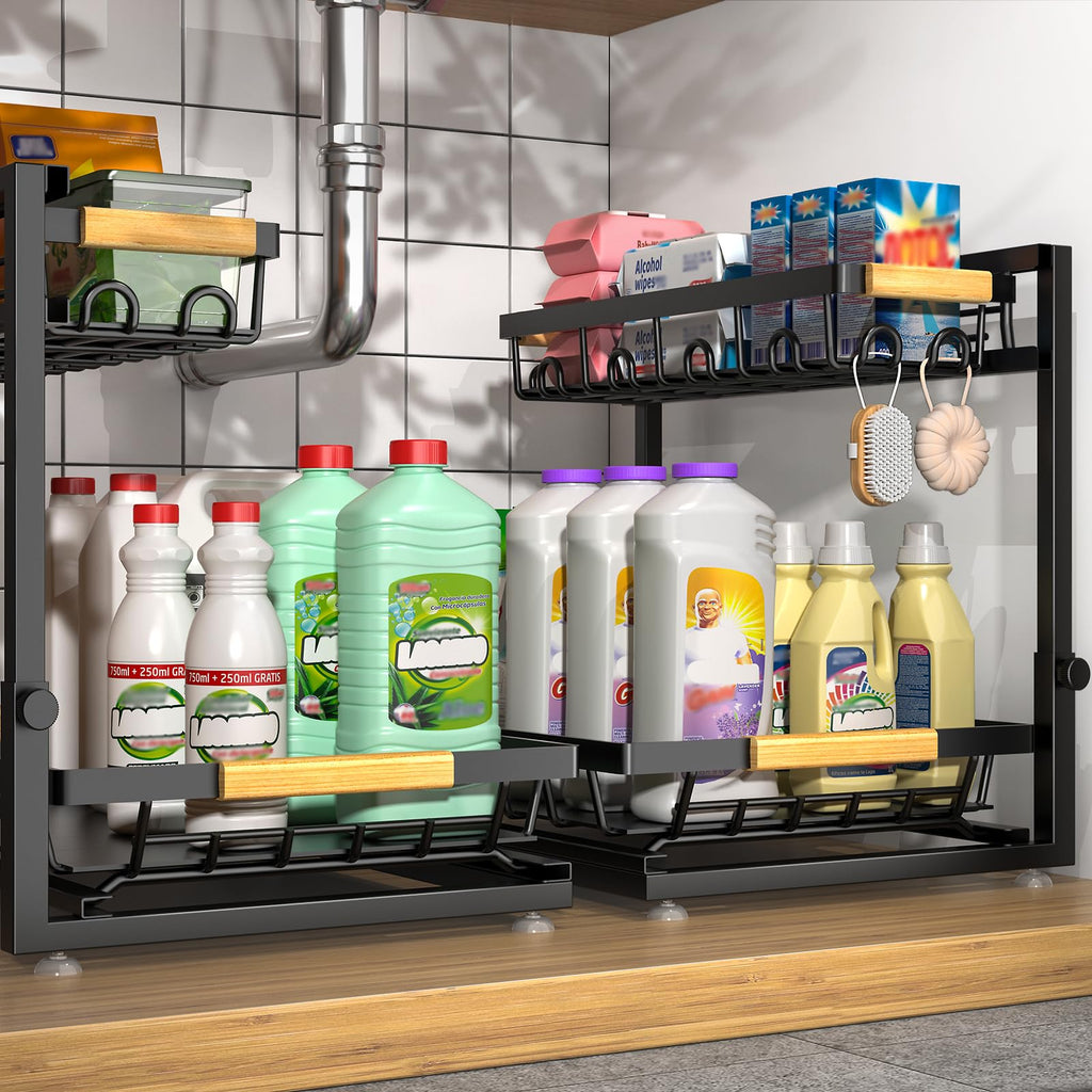 2-Tier Height Adjustable Under Sink Organizer & Storage N828