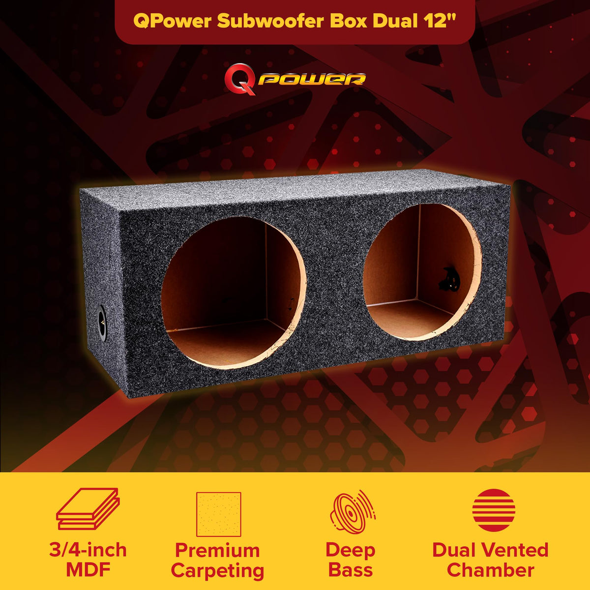 Charcoal Dual 12" Sealed Car Audio Subwoofer Box J190424