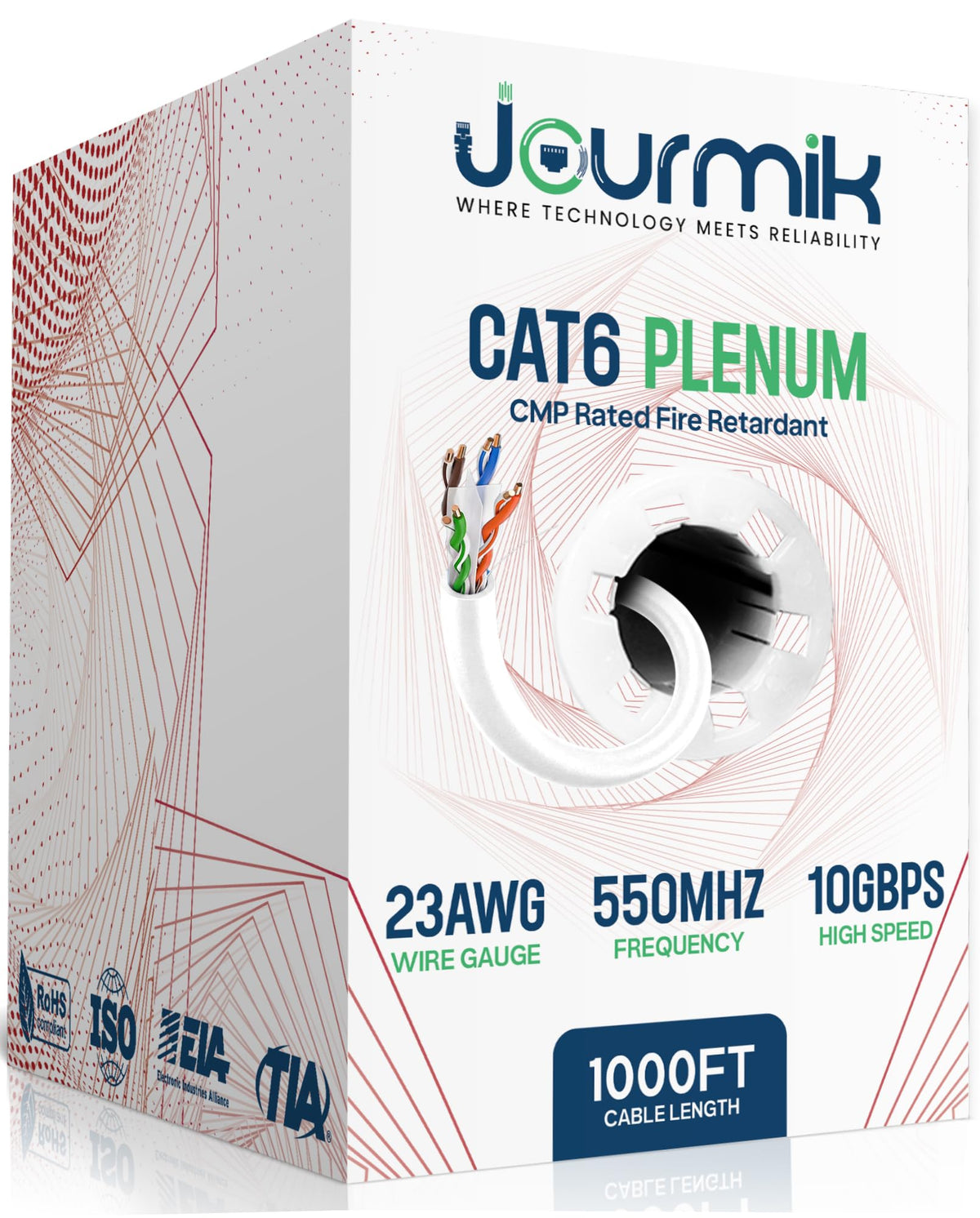 CAT6 Plenum Ethernet Cable 1000ft White C1657