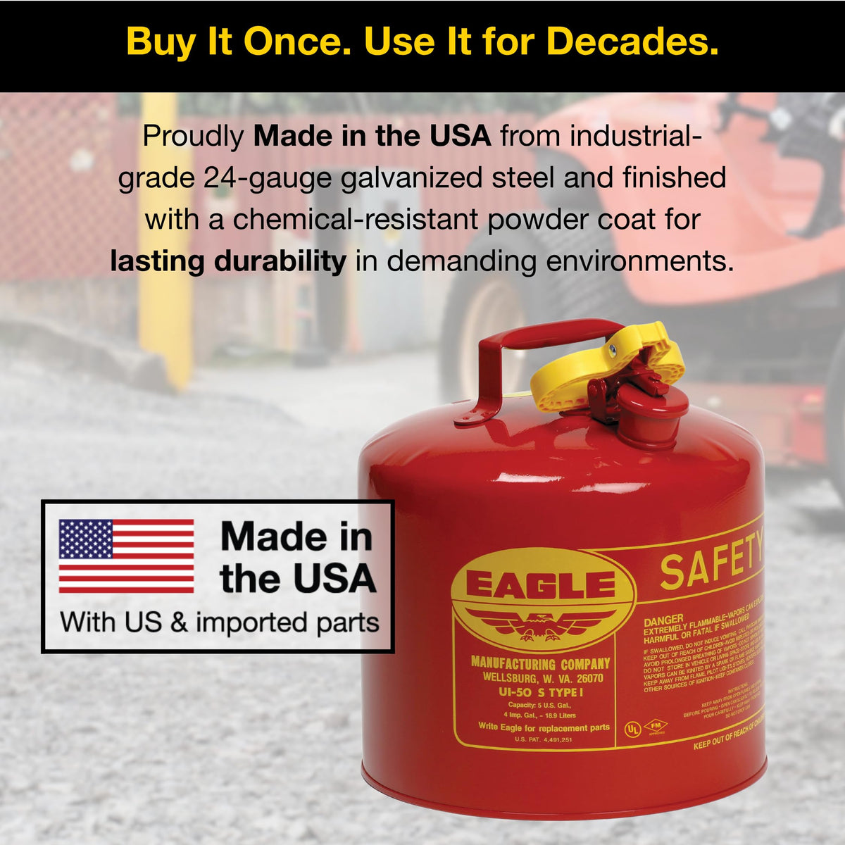 5 Gallon Type I Red Safety Gas Can S7845