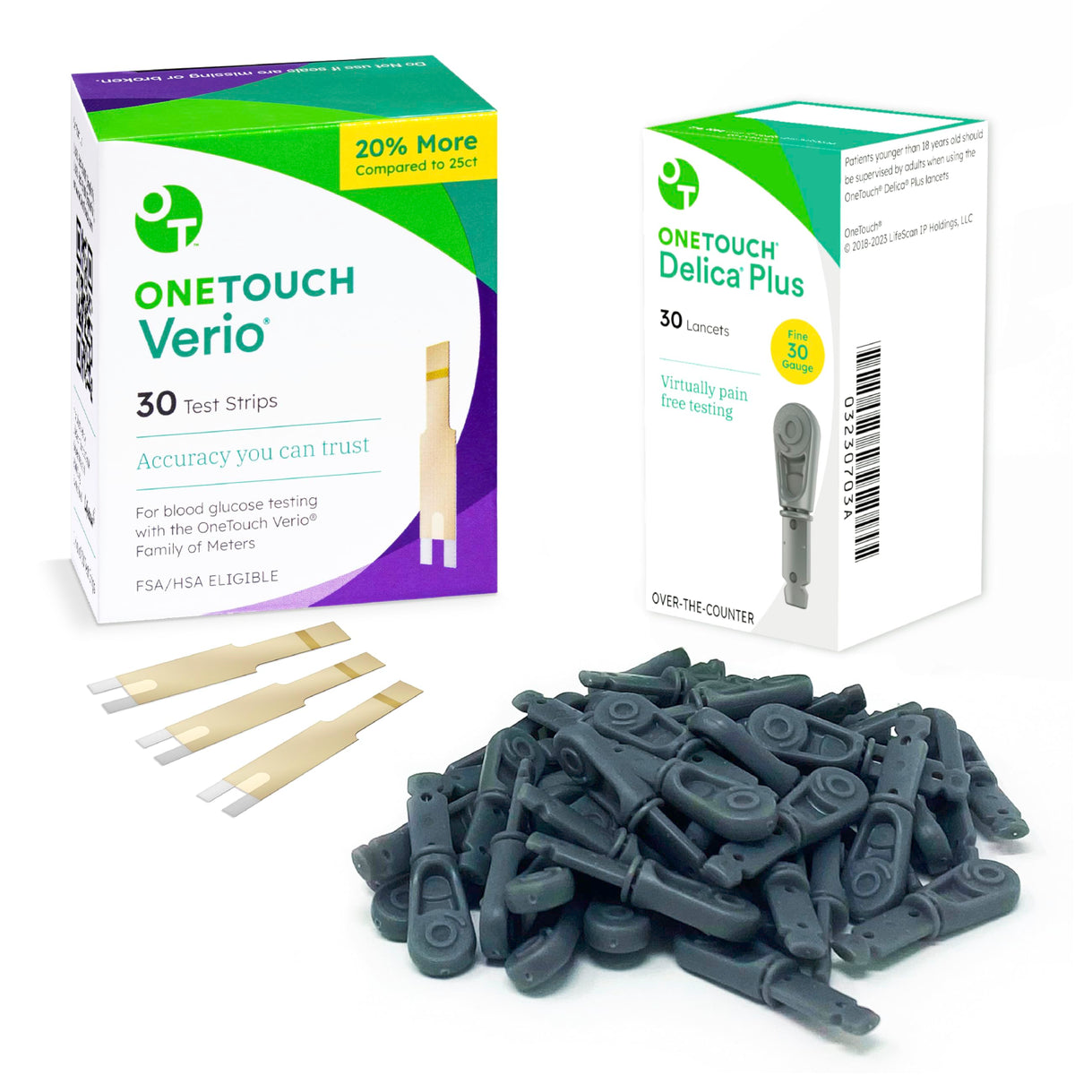 Test Strips and Lancets, 30 Each, 60 Count R7346