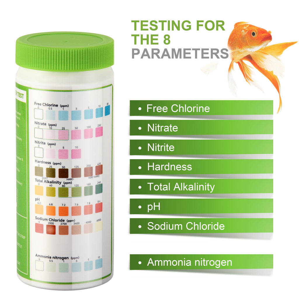 Aquarium Ammonia Test Strips 8-in-1 100 Strips Z652589