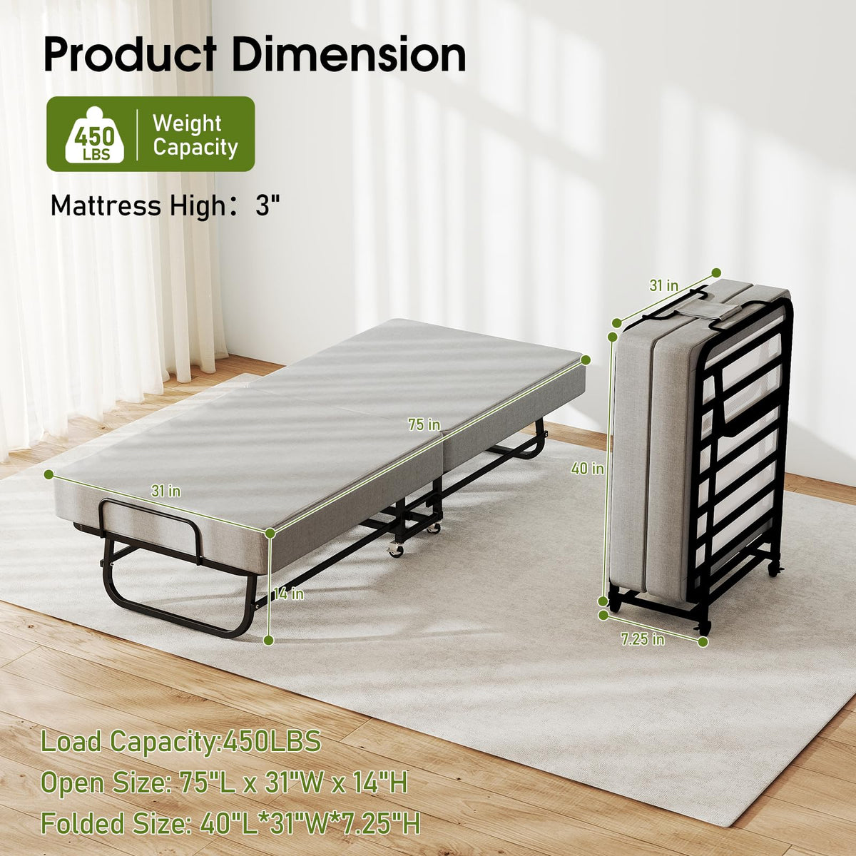 Folding Bed 75" x 31" G701265